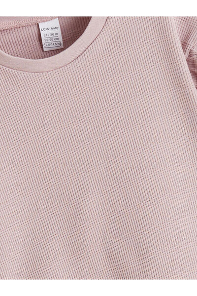 LC Waikiki Pink Crew Neck Basic Girls' Sweatshirt and Leggings 2-Piece Set