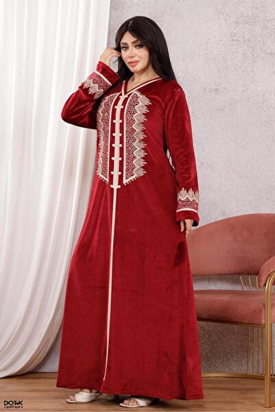 WarD Winter jalabiya with stunning embroidery, comfort and beauty / red
