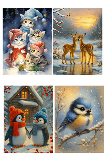 Dekals 9 Çeşit 11x14 Simli Tebrik Kartı Kartpostal Seti Model -5 Yılbaşı Yeni...