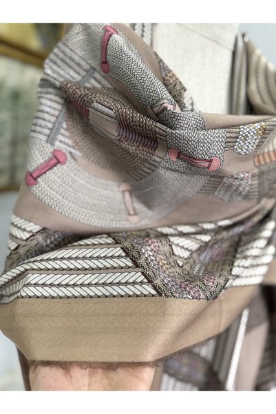 GÜMRÜKÇÜ Imported 100% Wool Cashmere Brown Shoulder Shawl Premium Quality