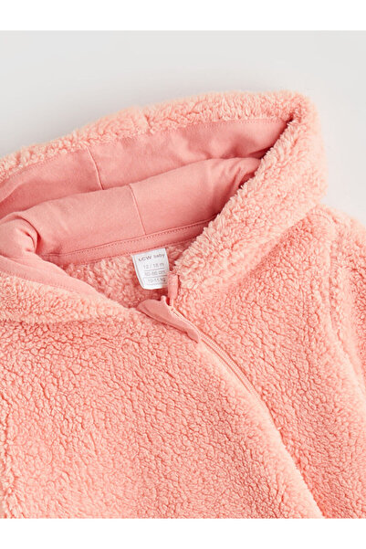 LC Waikiki Mercan Hooded Plush Baby Girl Romper