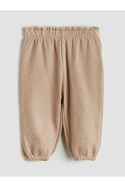 LC Waikiki Beige Animal Figured Baby Girl Sweatshirt and Pants