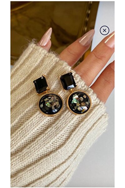 shop Siyah Doğal Taş Görünümlü, Dönüştürülebilir küpe