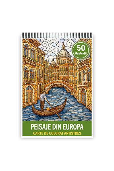 Legendary Gifts Carte de colorat, 50 de ilustratii Peisaje din Europa, Format: A5