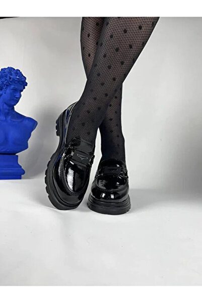 Zerenyus Zrk-Bt Black Patent Leather Buckle Casual Women's Ballerinas