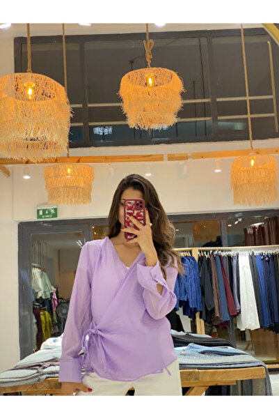 BellaVita Botuique Lila Kruvaze Bağlamalı Organze Gömlek – Bella Vita Signature