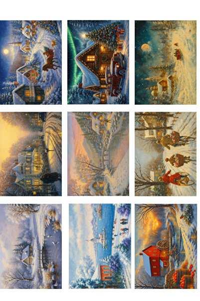 Dekals 9 قطع من بطاقات بريدية لامعة لعيد الميلاد، هدية رأس السنة، ملصق حنين، ...