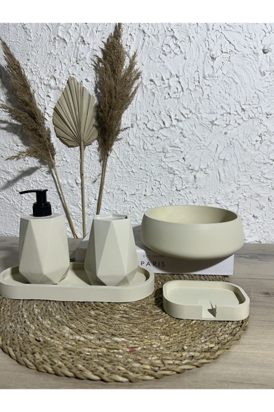 Zigzag Home Διακοσμητικό σετ μπάνιου 5 τεμαχίων Στερεό/υγρό σαπουνάκι Θήκη οδοντόβουρτσας Θήκη για πετσέτες Δίσκος