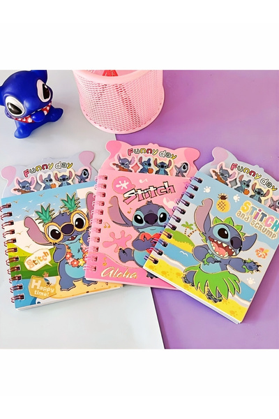 ÖZ OFİS Stitch Ayraçlı Stickerlı Not Defteri 8 Sayfa Sticker 16 Sayfa Not Def...
