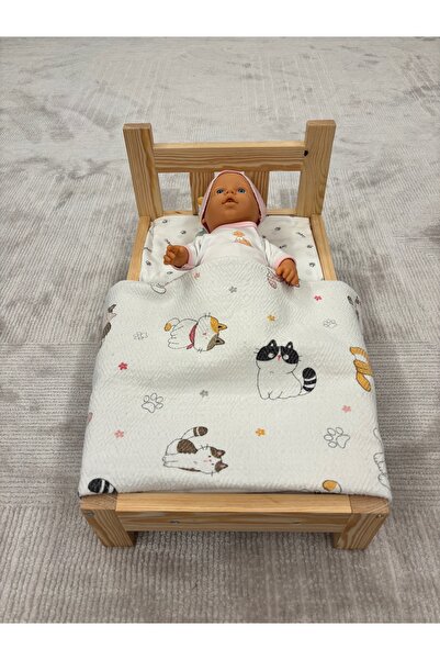 Montessori Ahşap Oyuncak Bebek Yatağı (Oyuncak ve aksesuarlar hariç)