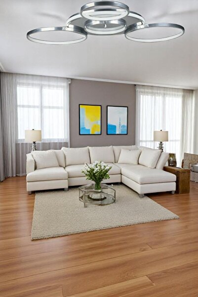 Luzarana Yaman Modern Tasarım Krom Renk Beyaz Ledli Cafe - Mutfak - Salon Led...