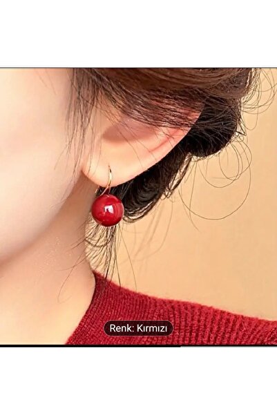 ORGANICYOU YIWU Kadınlar İçin Vintage Kaşık Küpeler - Kırmızı Taklit İnci Damlalar, Günlük ve Resmi Etkinlikler