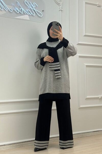 hakimoda Scarf Detailed Hijab Knitwear Set