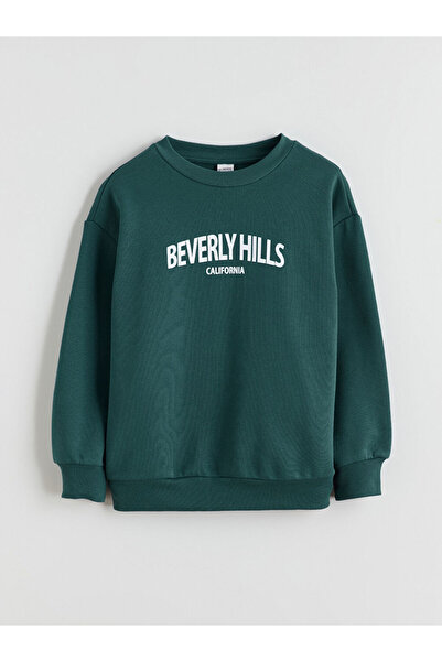 LC Waikiki Petrol Crew Neck California Printed Girls' Sweatshirt