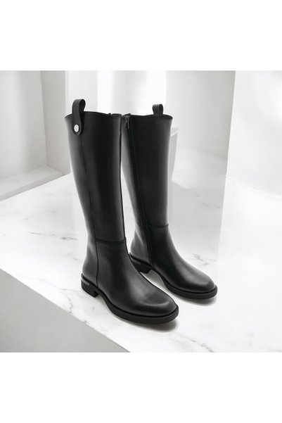 NOVEZA Women's Daily Boots Below Knee Zippered Lingo Black