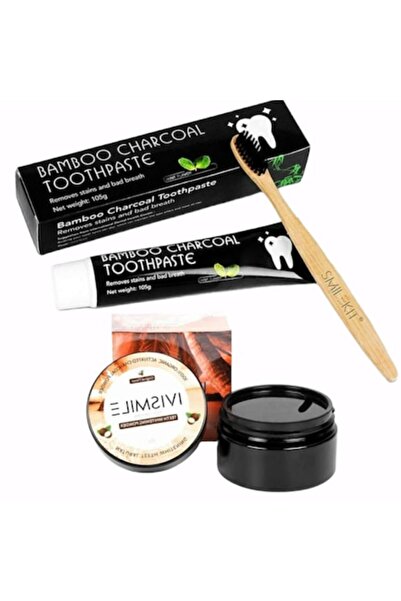 ivismile Teeth whitening set with coconut charcoal powder, charcoal toothpaste and toothbrush