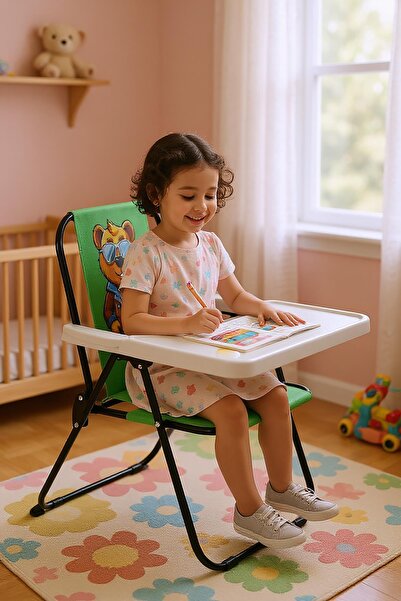 Exent 2–6 Yaş, Katlanabilir Çocuk Sandalyesi ve Masası Tak-Çıkar Masa-Maskot ...