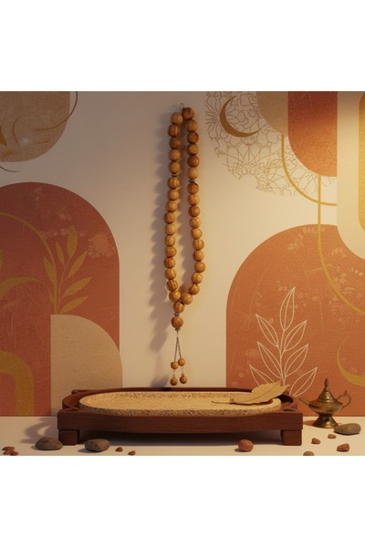 BARA Tesbih & Aksesuar Şark Odası Nasreddin Hoca Tesbih, Meram Kavağı Büyük Dekoratif Tesbih – 63 cm, Ağaç Tesbih