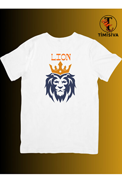 TİMİSİVA Unisex oversized ASLAN με τύπωμα 100% βαμβάκι 30/1 με κοντό μανίκι Λ...