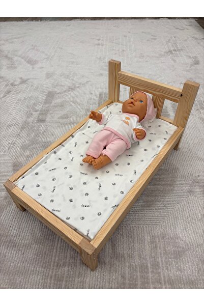 Montessori Ahşap Oyuncak Bebek Yatağı (Oyuncak ve aksesuarlar hariç)
