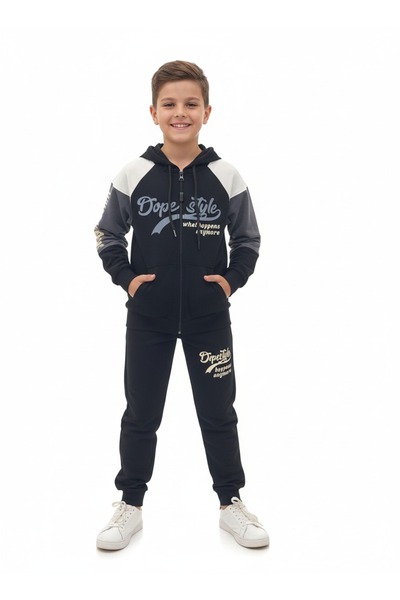 Yağmur Giyim YUKO2İ Детски спортен екип с качулка и 2 части с мотиви Dope Sty...