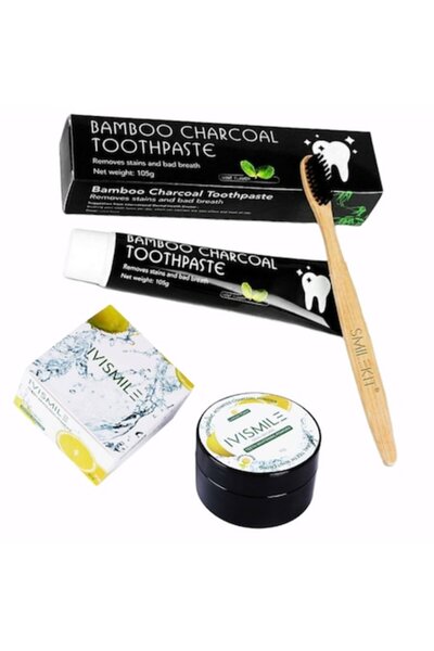 ivismile Teeth Whitening Kit with Lemon Charcoal Powder, Charcoal Toothpaste and Toothbrush