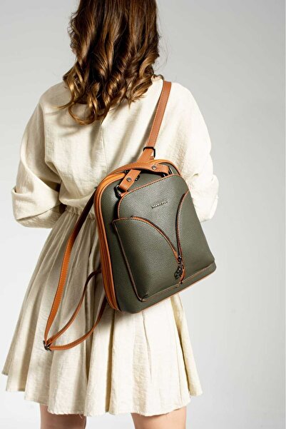 H&D COLLECTİON Yoro Model Women's Backpack and Shoulder Bag Waterproof Faux Leather Multi-Pocket Ultra VIP