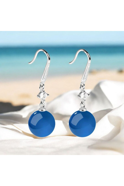 ORGANICYOU Yiwushi 1 Pair New Simple Fashion Unique Agate Round Beads Earring...