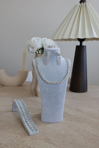 Fashion'Ss Zirkon Taşlı Bridal Set, Kolye Seti, Zirkon Takı Seti, Gelin Takısı