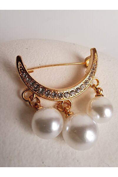 BHR AKSESUAR İncili Retro Broş (3x3.8 cm)