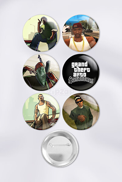 ZipZap GTA San Andreas Video Oyun Bilgisayar Oyunu Çanta Süsü Rozet İğneli Bu...