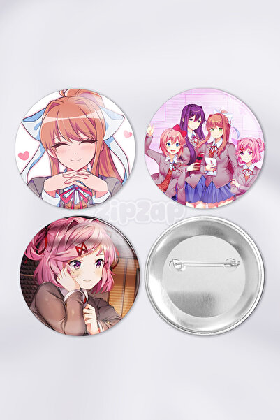 ZipZap DDLC Doki Doki Literature Club Video Oyun Çanta Süsü Rozet İğneli Buto...