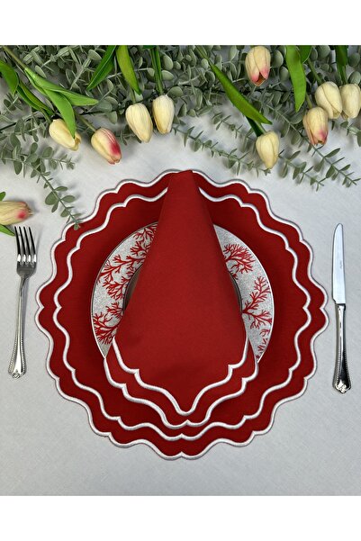 Table Alp Lüks Kumaş Üzeri Nakışlı Amerikan Servis Takımı – 6 Servis 6 Peçete