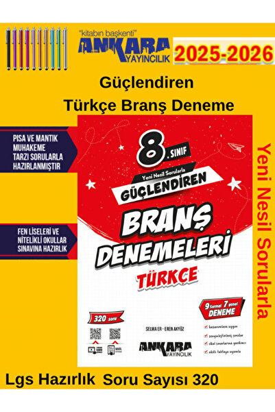 Ankara Yayıncılık Ankara %100 Yeni Müfredat 8.Sınıf Türkçe Güçlendiren Branş ...