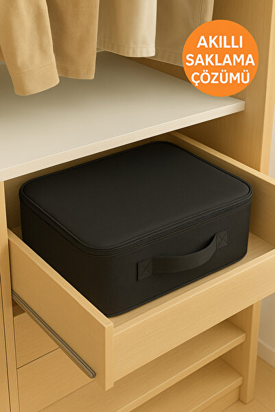 HİG HOME İki Bölmeli Fermuarlı Saklama Hurcu l Dolap İçi Düzenleyici Çanta l Dayanıklı Kumaşlı Organizer