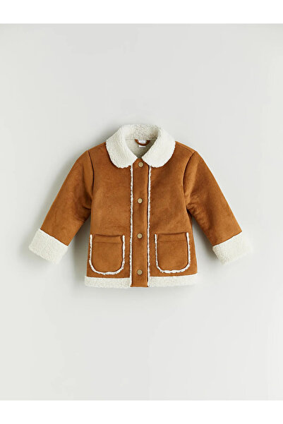 LC Waikiki LCW Kids Kahverengi YEBU Kürk Yaka Süet Kız Çocuk Mont