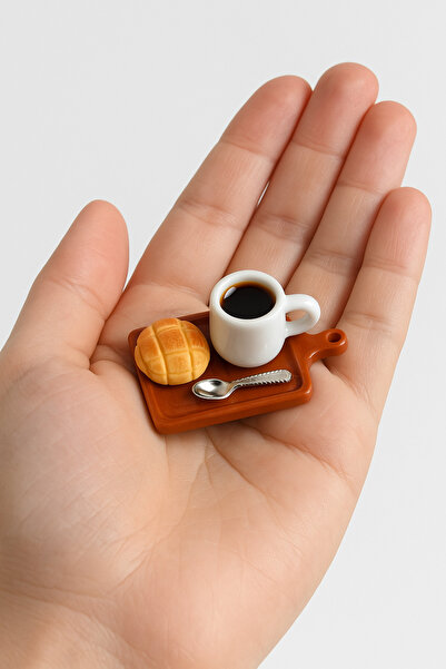 CharmFancy 1 Set 1:12 Ölçekli Tepsi,Ekmek,Kahve Fincanı,Kaşık – Bebek Evi Min...