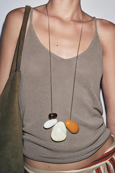 stravis Reçine Taşlı Zincir Kolye