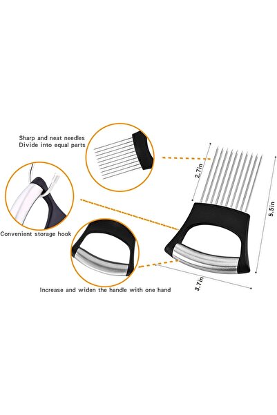 desselan Stainless Steel Food Slice Assistant Onion Holder & Slicer Cutter - ...