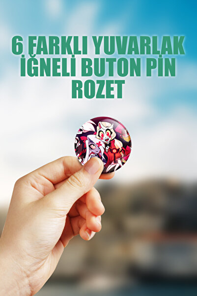 ZipZap Hazbin Hotel Anime Animasyon Çanta Süsü Rozet İğneli Buton Rozet Seti (6 ADET)