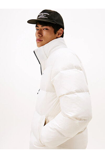 Tommy Hilfiger Erkek Marka Logolu Full Fermuarlı Kapüşonlu Günlük Kullanıma Uygun Beyaz1 Mont DM0DM1