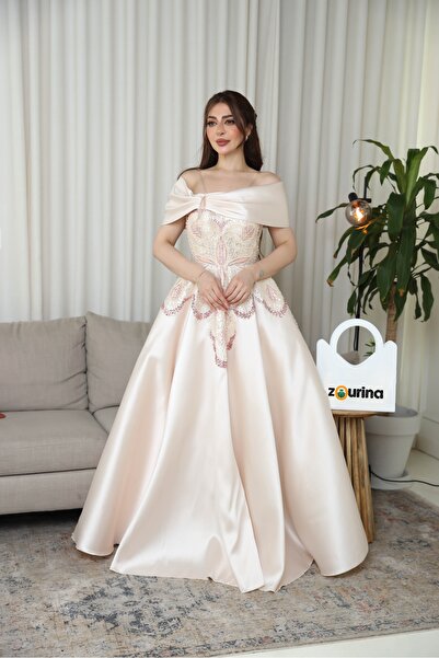 zourina فستان سهره نسائي طويل لون خربزي