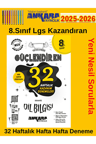 Ankara Yayıncılık Ankara Güncel 8.Sınıf Dilbilgisi Güçlendiren 32 Hafta Denem...