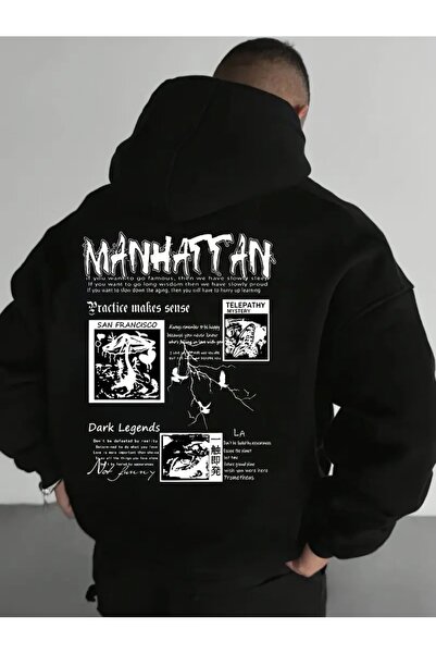LAYORA Manhattan Printed Oversize Hooded Sweatshirt – Unisex Streetwear Hoodie
