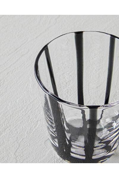 English Home Stripe Glass Handmade Cup 240 ml Black