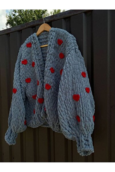 Alizee Beyaz Kalpli El Örgüsü Puffy Hırka & Kalın Hırka & Pinterest Hırka & Crop Hırka