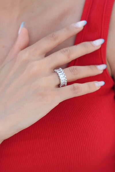Skygo Zircon Stone Silver Color Baguette Women's Ring - TJ-BYK2341