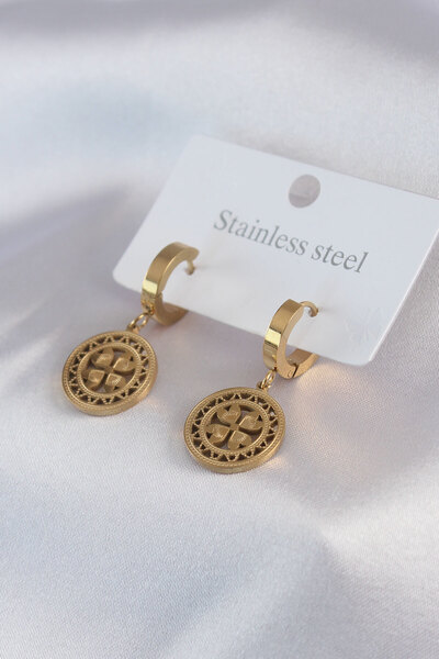 Skygo 316L Steel Gold Color Heart Model Processing Detail Women's Earrings - TJ-BKP7477