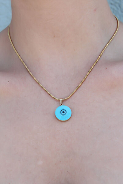 Skygo 316L Steel Gold Color Evil Eye Bead Model Women's Necklace - TJ-BKO7391