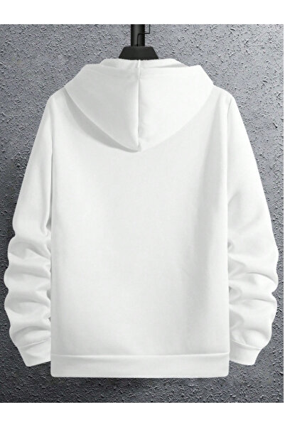 MOONBULL Hanorac din bumbac cu trei fire Milano cu imprimeu cu glugă pentru bărbați